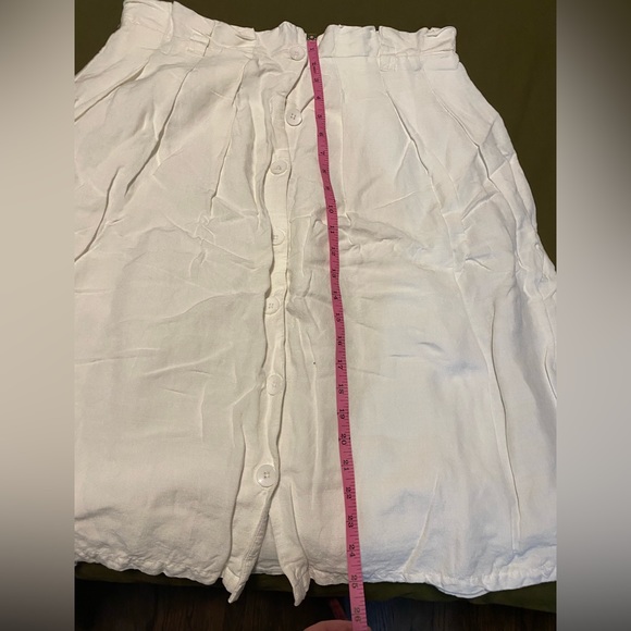 White midi a-line linen-blend skirt - Picture 3 of 5